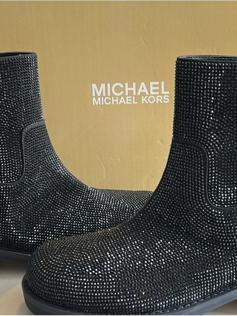 Michael Kors Black Crystal-Embellished Ankle Booties - Picture 5 of 7